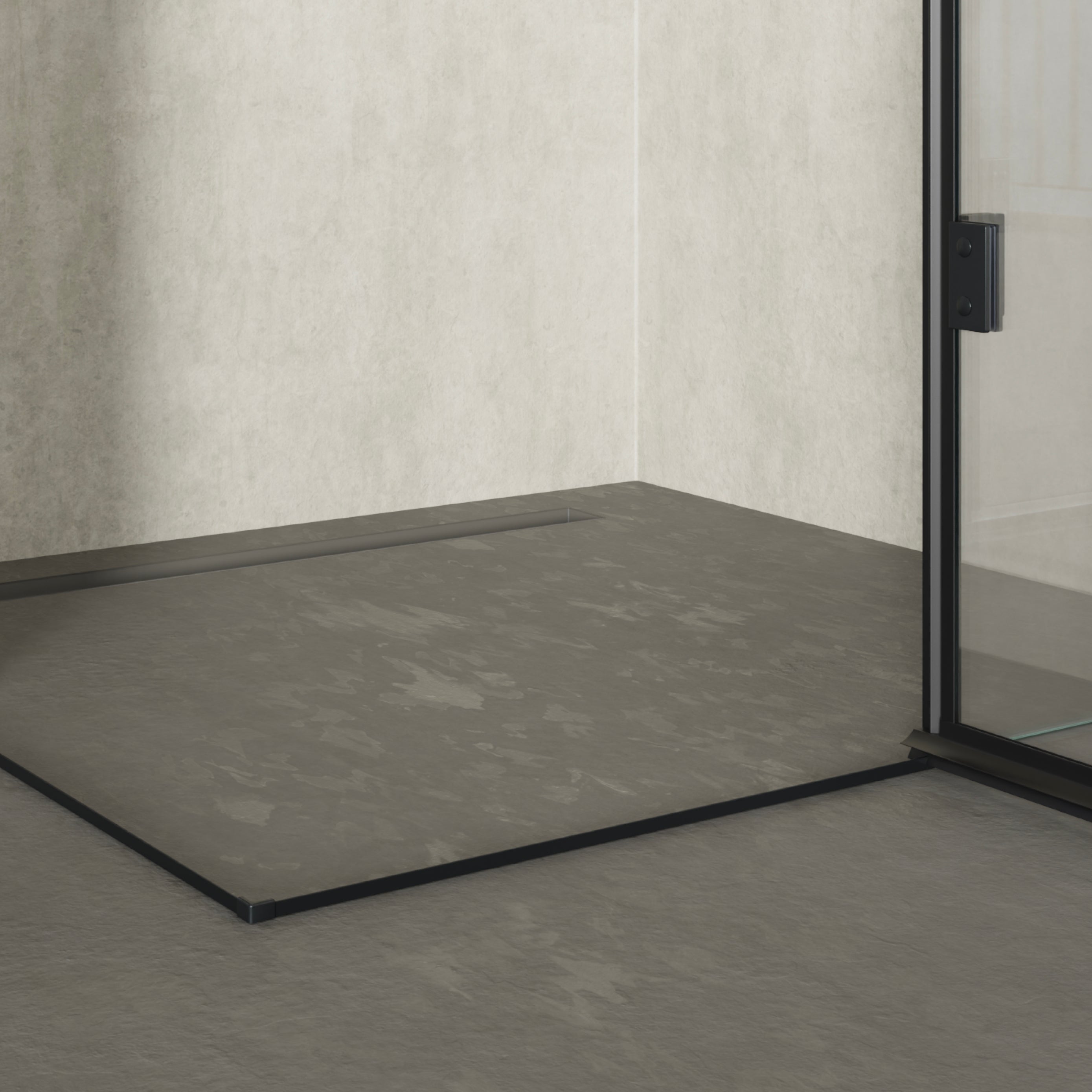 CELINE - Cabine de duche de canto com portas articuladas em vidro temperado e perfis pretos