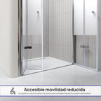 LENA - Frontal de duche com portas dobráveis em vidro temperado meio fosco