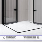EMMA - Cabine de Duche (70-120 cm x 180-190 cm) com Vidro Transparente 6mm - Entrada de Canto, Portas articuladas e Perfis em Preto