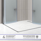 EMMA - Cabine de Duche (70-120 cm x 180-190 cm) com Vidro Fosco 6mm - Entrada de Canto, Portas articuladas e Perfis em Inox