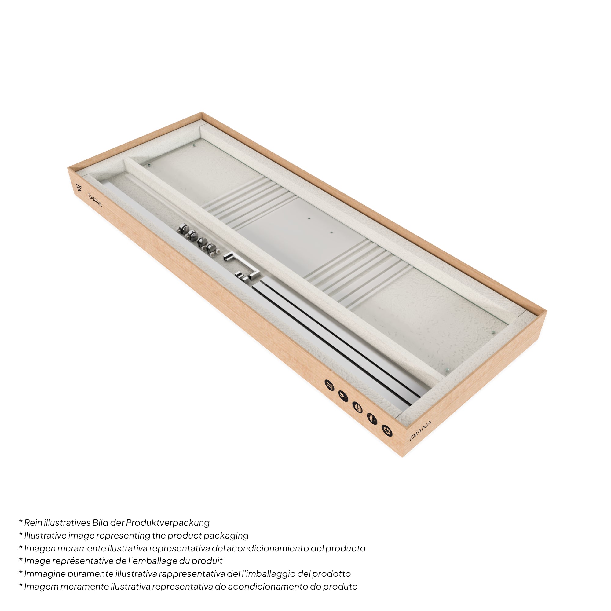 DIANA - Cabine de duche de entrada de canto com portas de correr em vidro temperado meio fosco