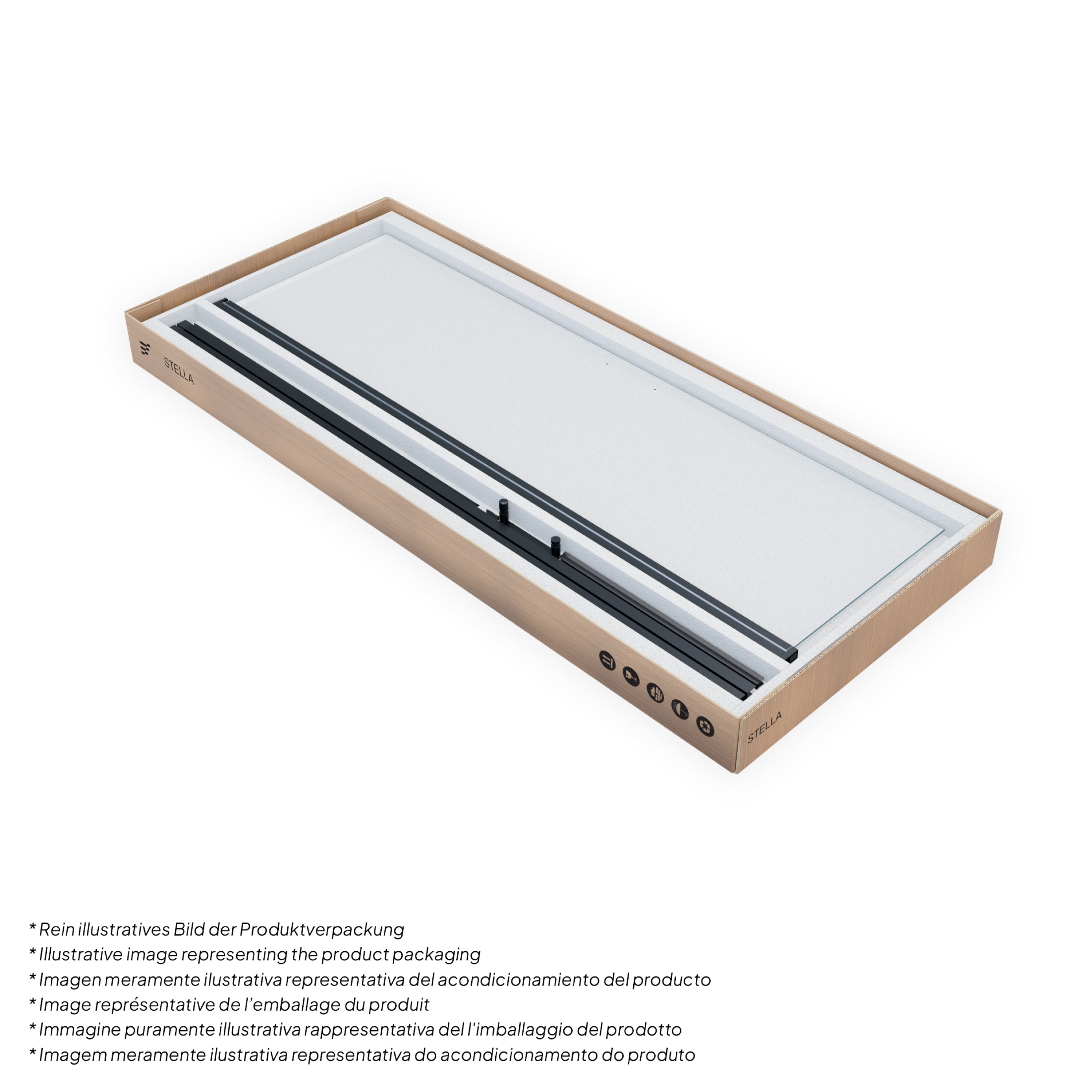 STELLA - Porta de duche com portas batentes em vidro temperado e perfis pretos