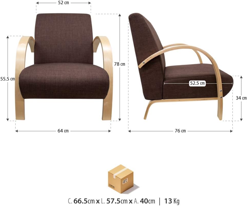 Poltrona castanha em Poliéster ou Tecido
