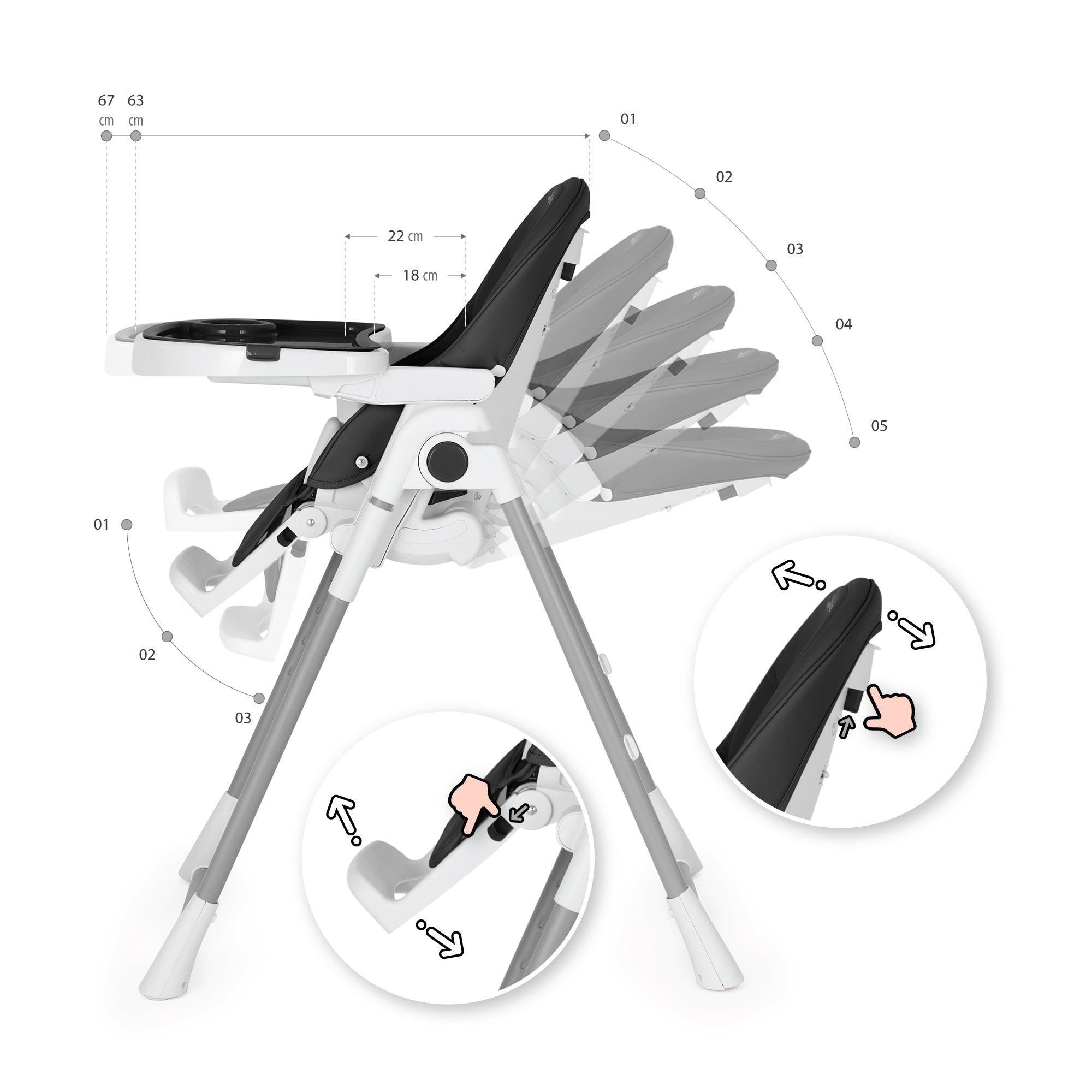 TANELI - Cadeira baixa/alta para bebé