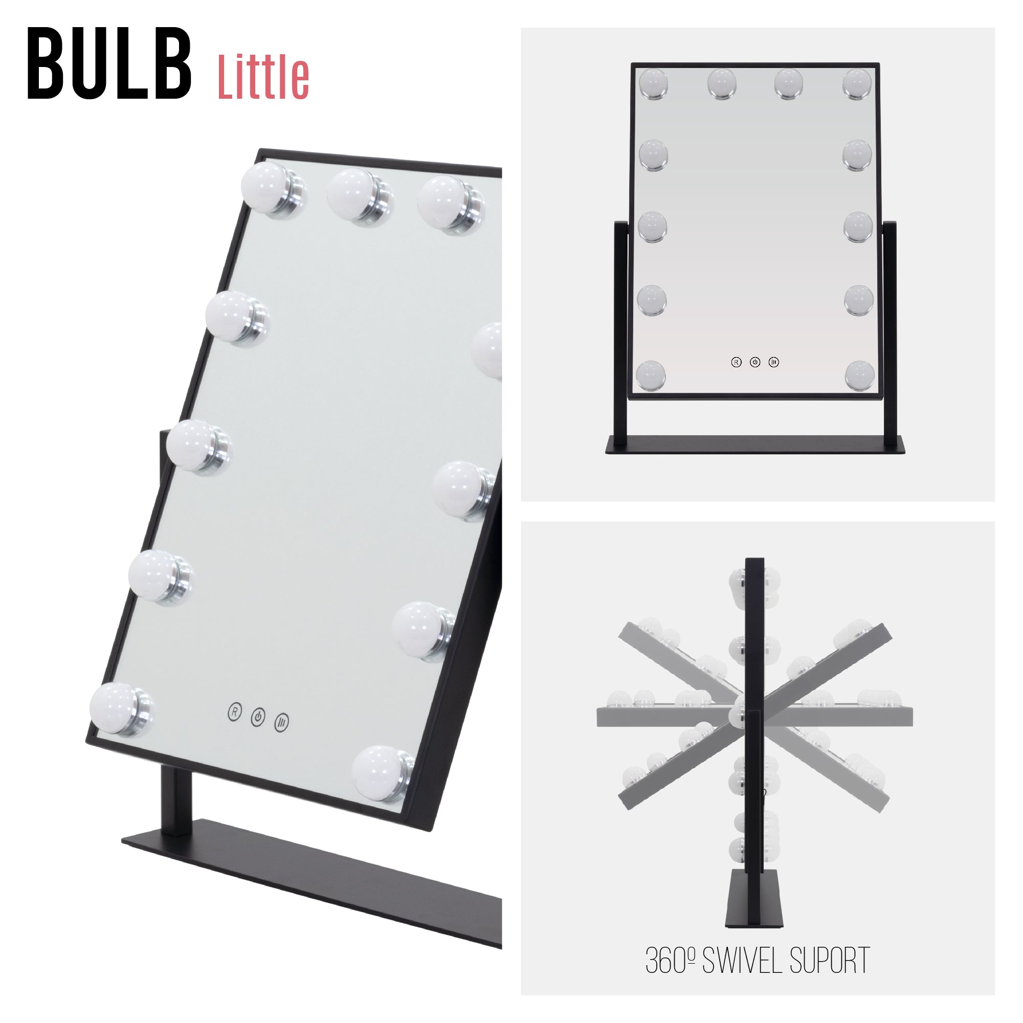 BULB LITTLE - Espelho de Maquilhagem com 12 Lâmpadas de Luz LED