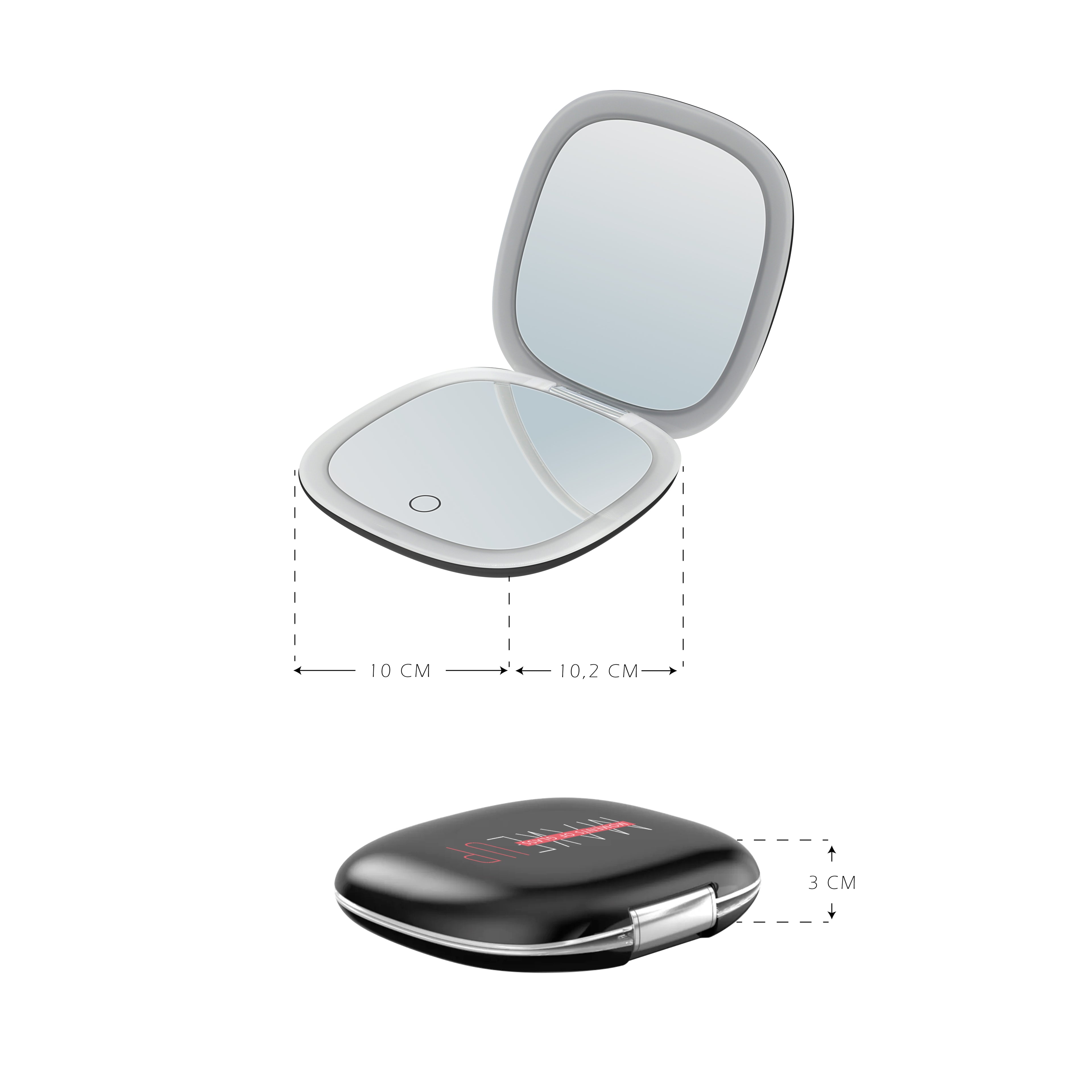 MAKEUP - Espelho de Bolso para Maquilhagem com Fita de Luz LED