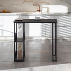 GAVIN – Mesa de Bar 110x50 cm, Altura 105 cm, com 2 Prateleiras e Porta-Copos, Estrutura em Aço, Estilo Industrial, Preto
