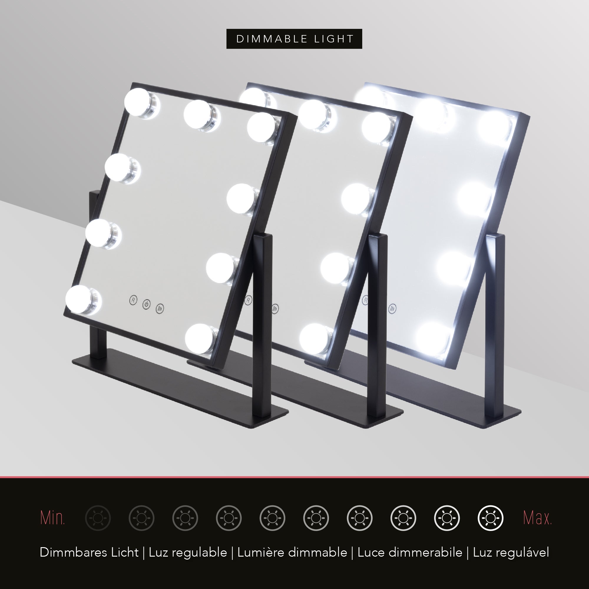 BULB TINY - Espelho de Maquilhagem com 9 Lâmpadas de Luz LED