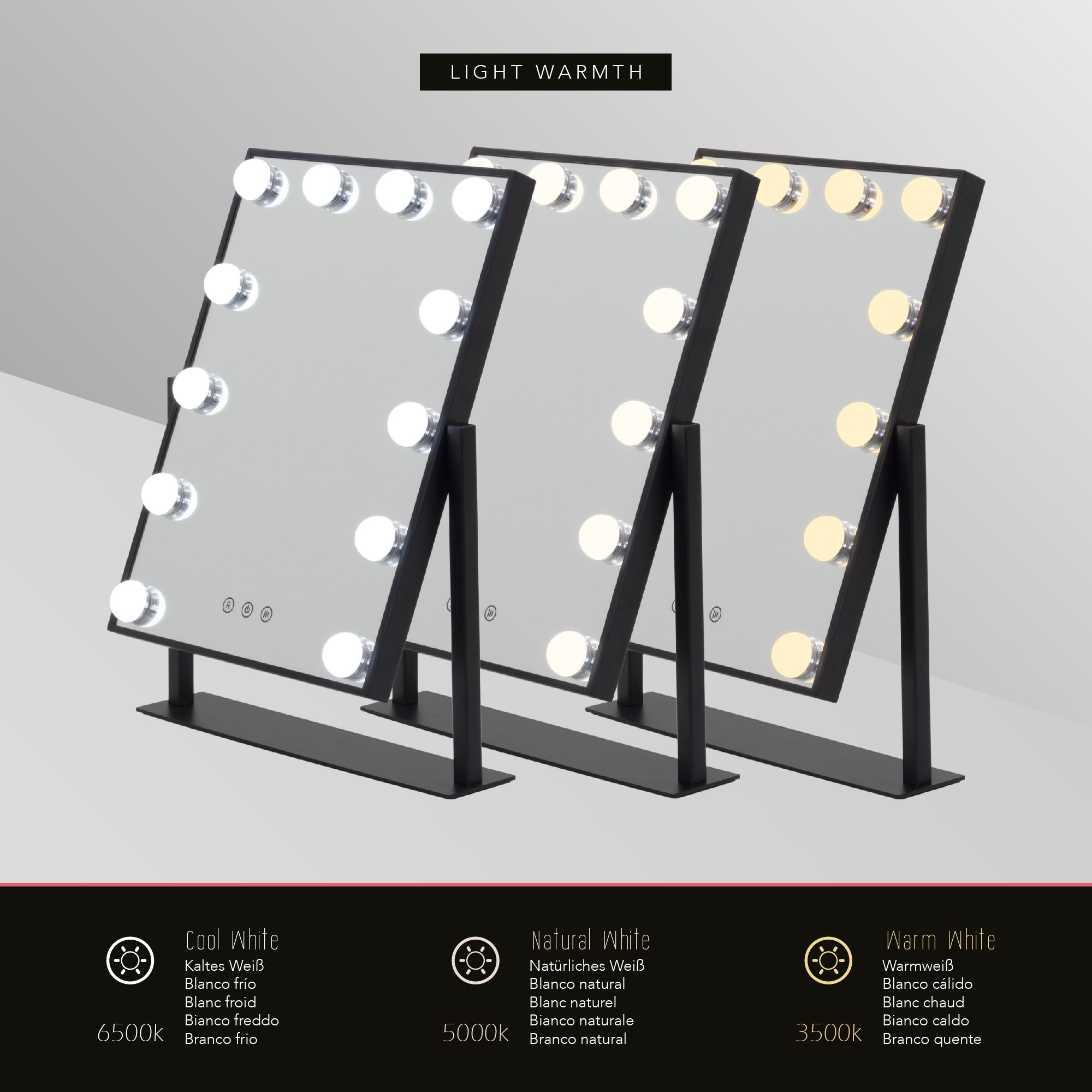 BULB LITTLE - Espelho de Maquilhagem com 12 Lâmpadas de Luz LED