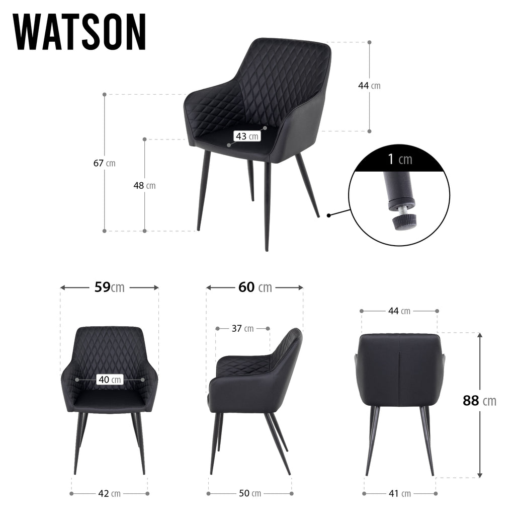 WATSON - Cadeira de refeição, conjunto de 2