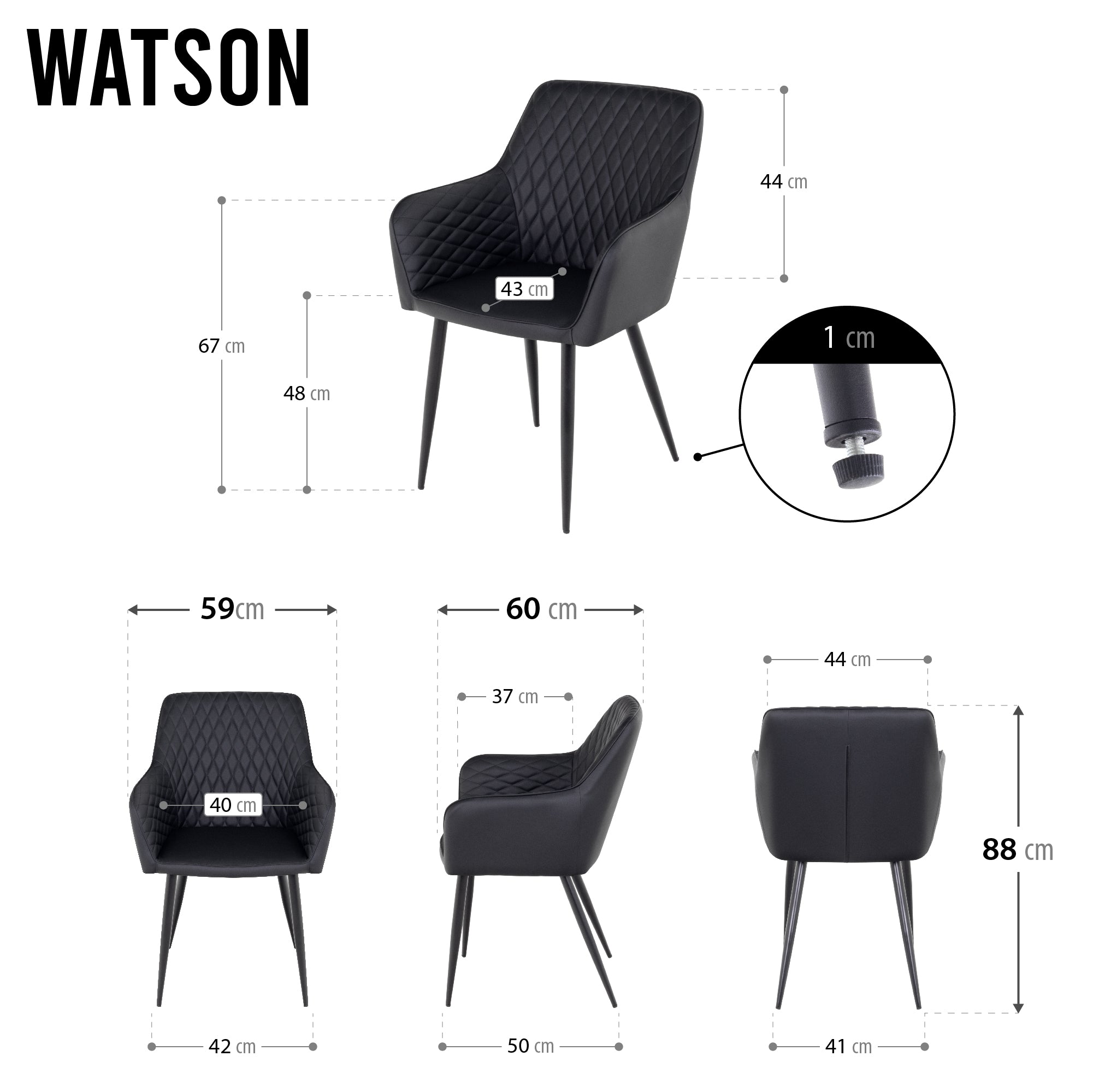 WATSON - Cadeira de refeição, conjunto de 2