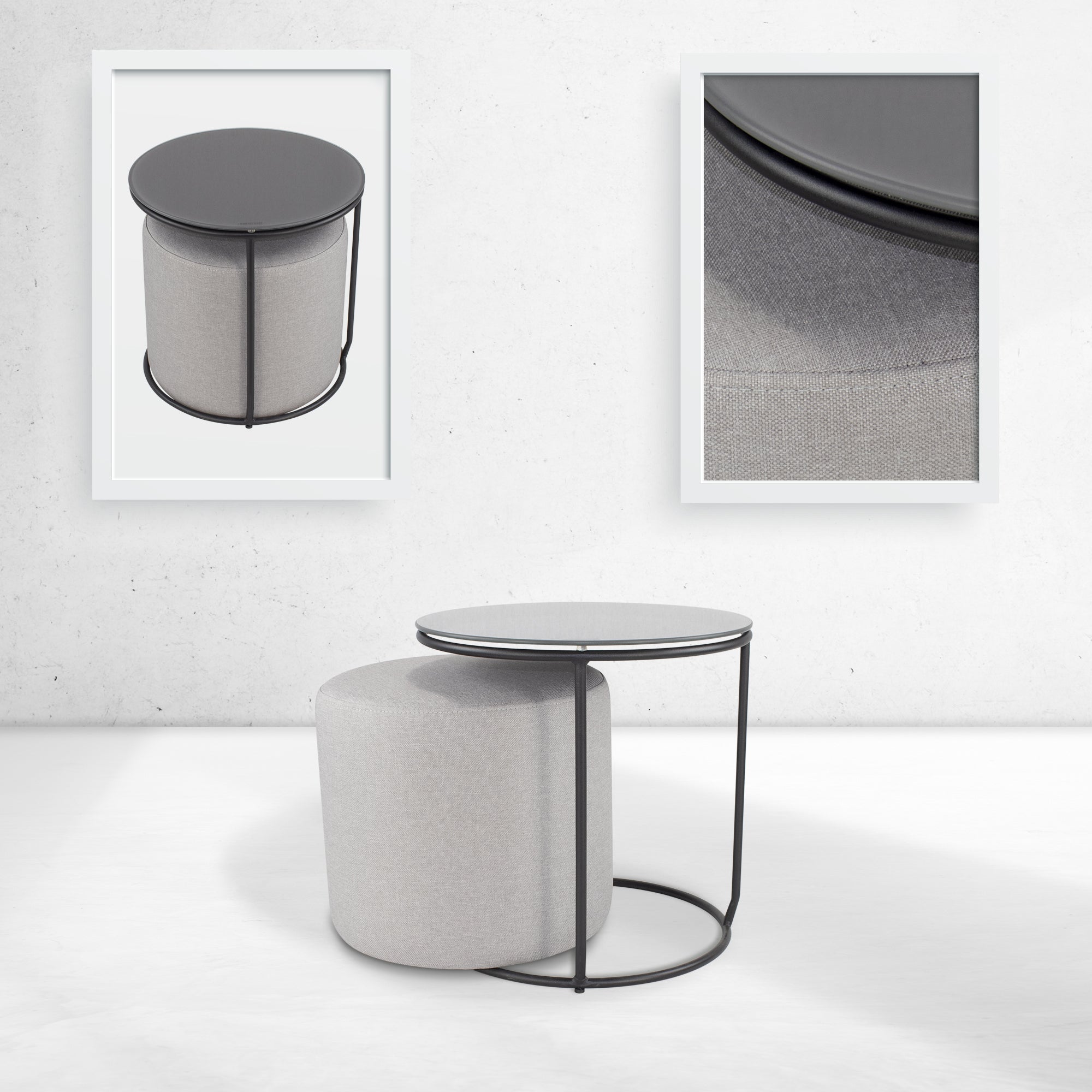 JASPER - Mesa de apoio com pufe embutido