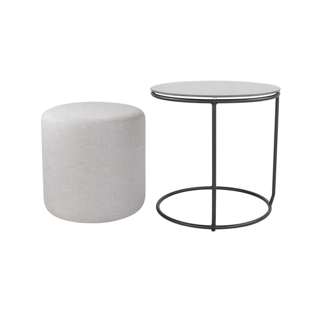 JASPER - Mesa de apoio com pufe embutido
