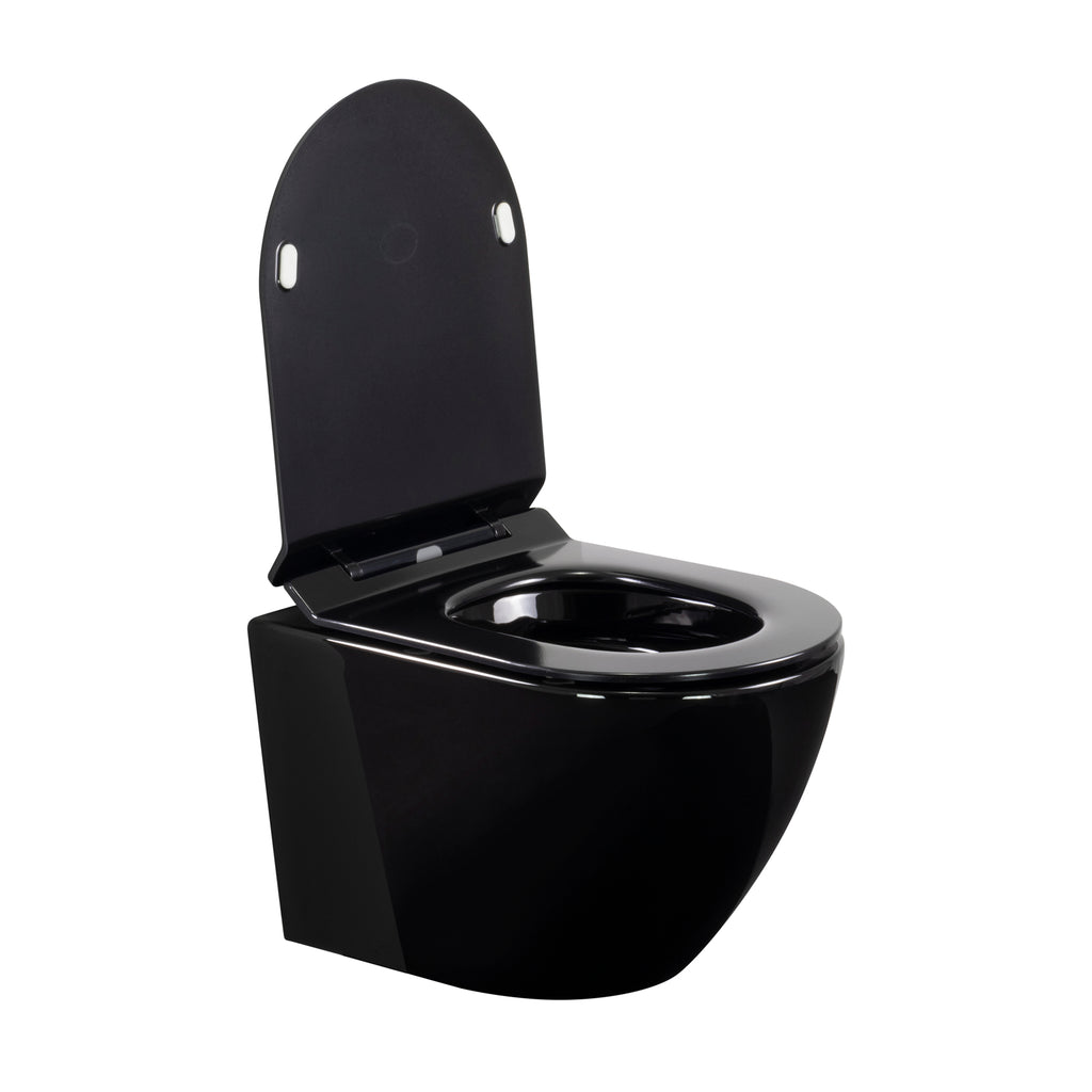 FRANCO - Sanita suspensa preta sem aro interno - tampa de fecho suave incluída