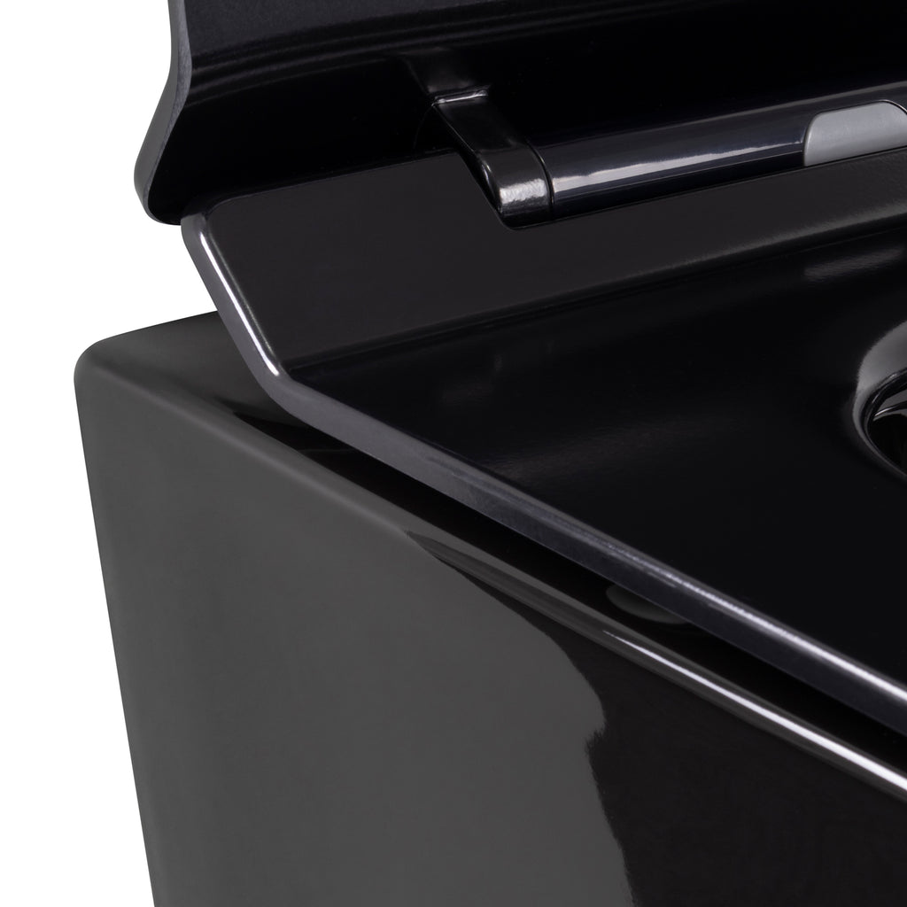 FRANCO - Sanita suspensa preta sem aro interno - tampa de fecho suave incluída