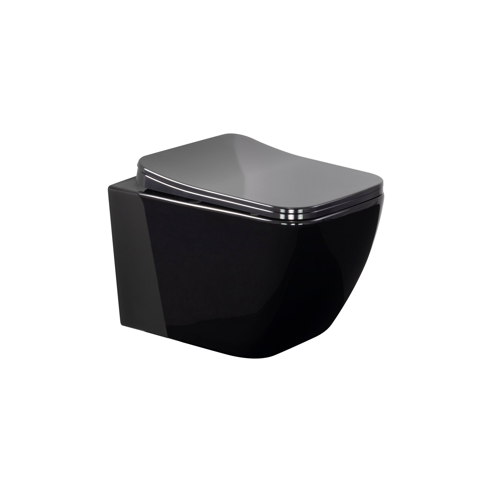 CUBE - Sanita suspensa preta sem aro interno - tampa de fecho suave incluída