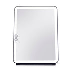 Espelho de Maquilhagem com Luz LED, Espelho Portátil Tipo Tablet com Iluminação de 3 Cores, Luz Regulável, Suporte Ajustável, Alimentação Dupla e Controlo Tátil