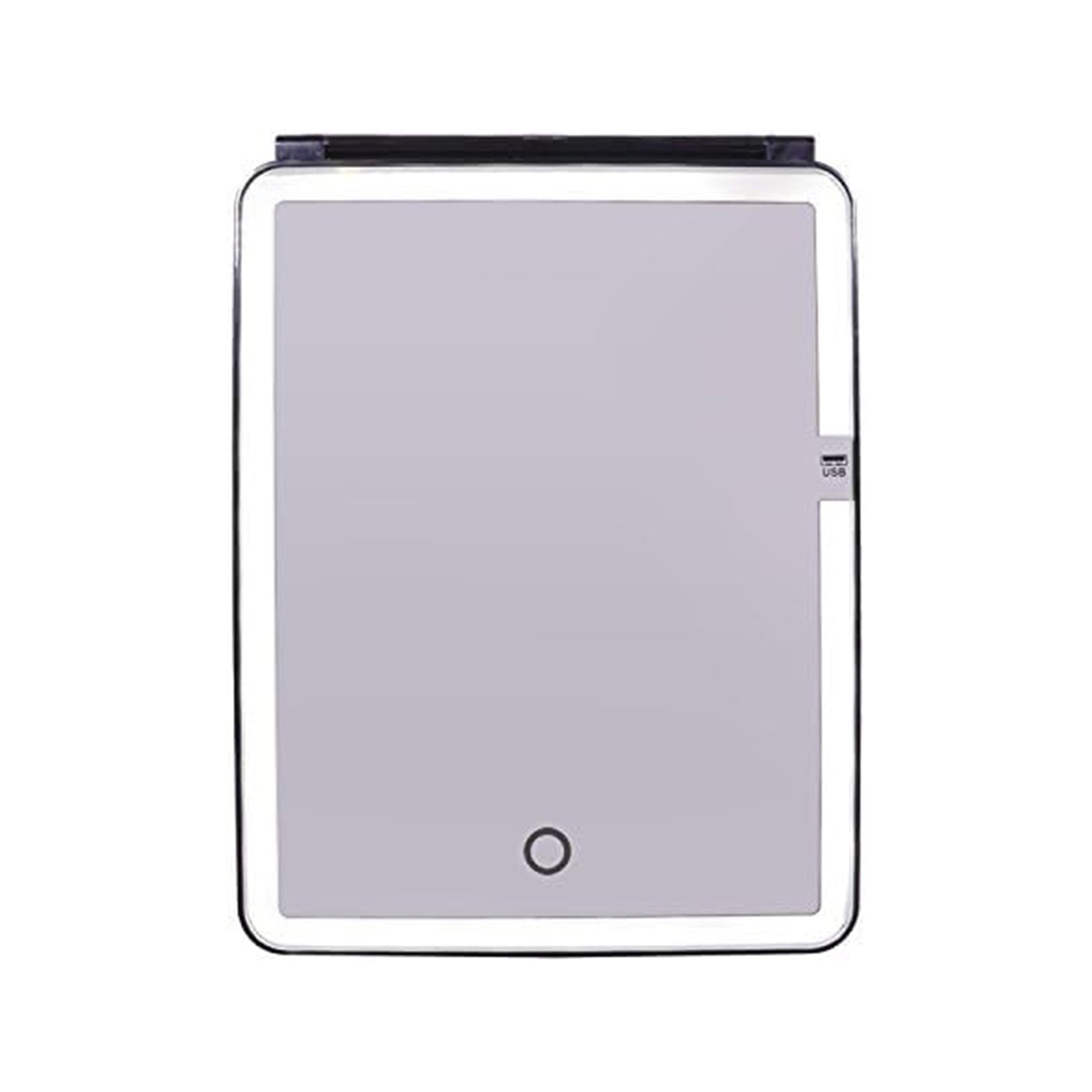 Espelho de Maquilhagem com Luz LED, Espelho Portátil Tipo Tablet com Iluminação de 3 Cores, Luz Regulável, Suporte Ajustável, Alimentação Dupla e Controlo Tátil