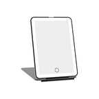 Espelho de Maquilhagem com Luz LED, Espelho Portátil Tipo Tablet com Iluminação de 3 Cores, Luz Regulável, Suporte Ajustável, Alimentação Dupla e Controlo Tátil