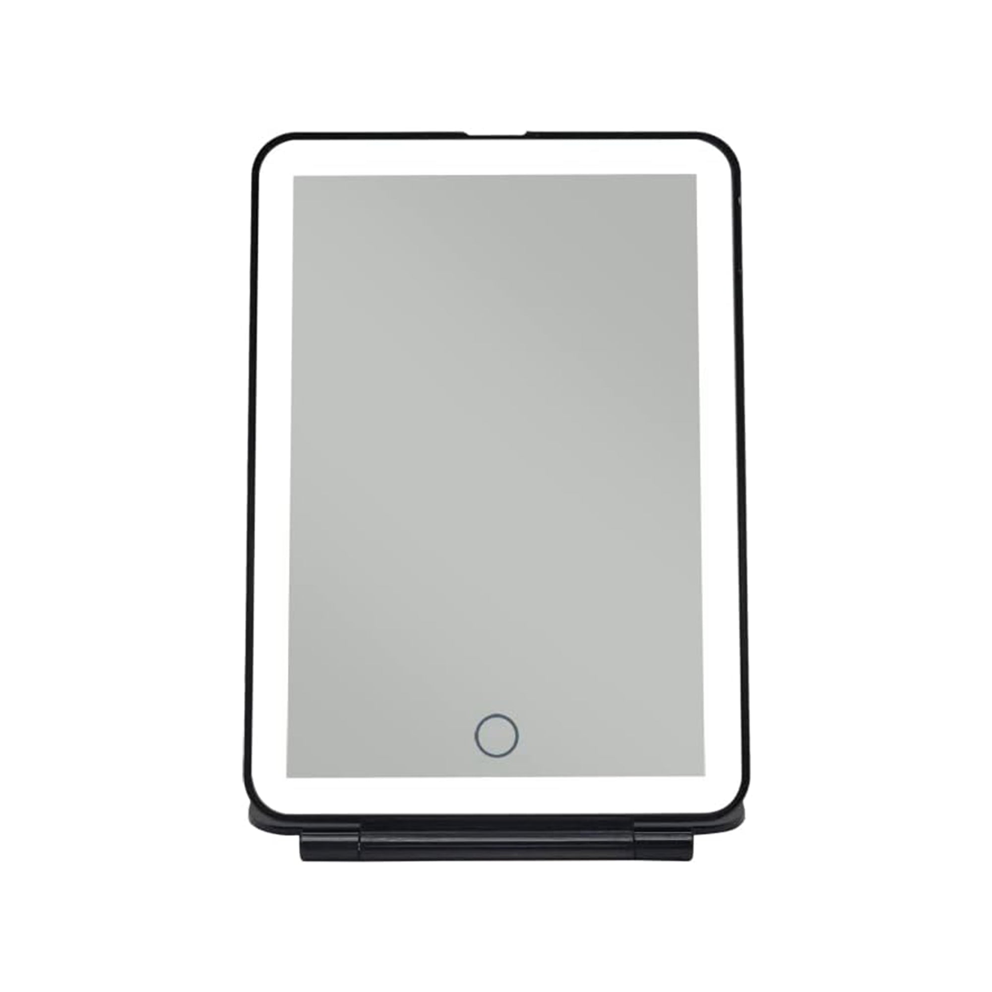 Espelho de Maquilhagem com Luz LED, Espelho Portátil Tipo Tablet com Iluminação de 3 Cores, Luz Regulável, Suporte Ajustável, Alimentação Dupla e Controlo Tátil