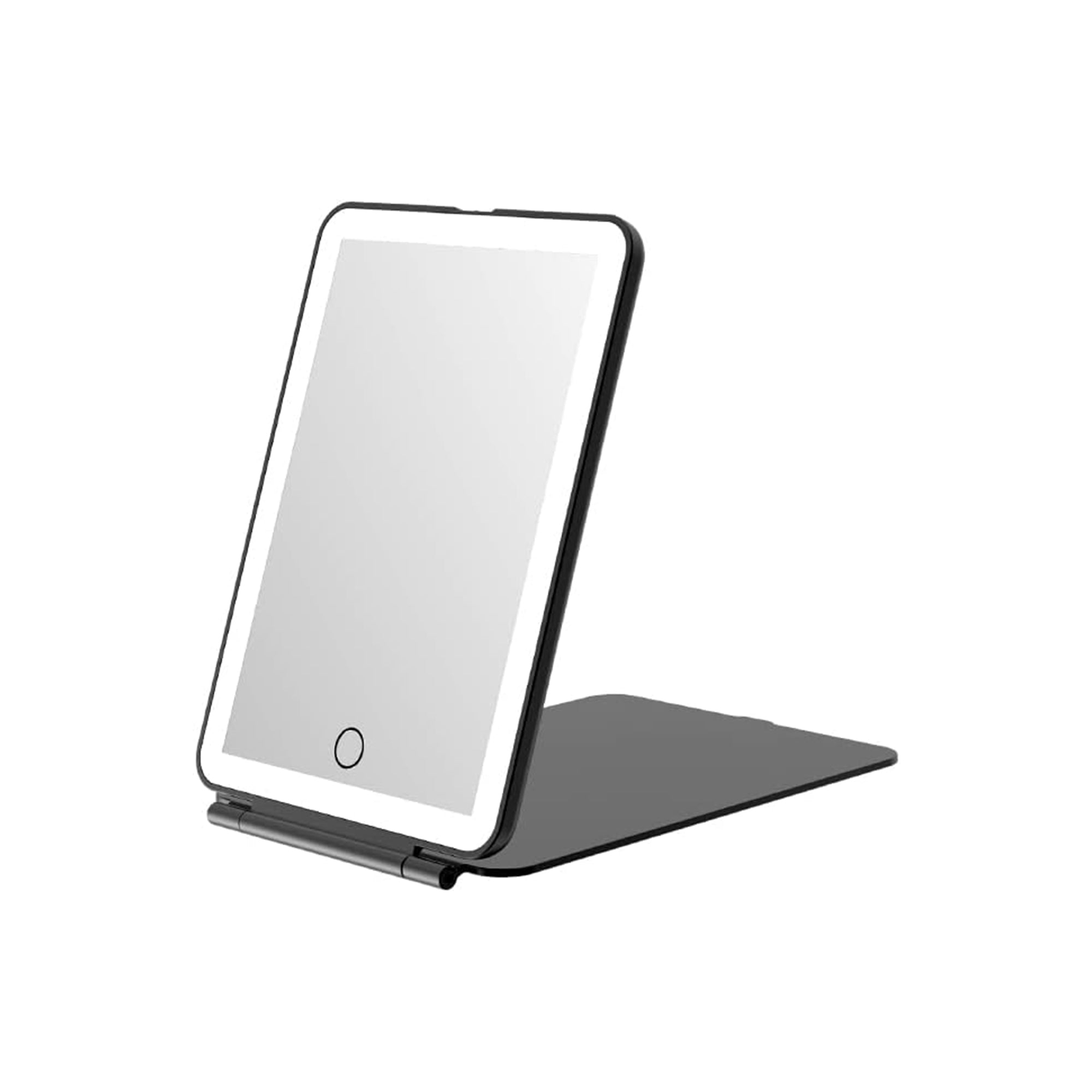 Espelho de Maquilhagem com Luz LED, Espelho Portátil Tipo Tablet com Iluminação de 3 Cores, Luz Regulável, Suporte Ajustável, Alimentação Dupla e Controlo Tátil