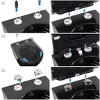 FRANCO - Sanita suspensa preta sem aro interno - tampa de fecho suave incluída