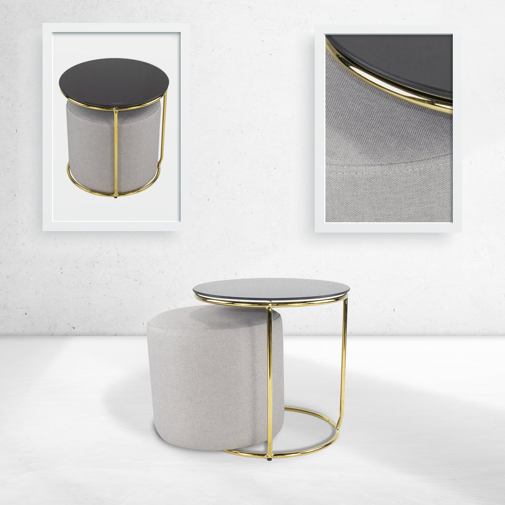 JASPER - Mesa de apoio com pufe embutido