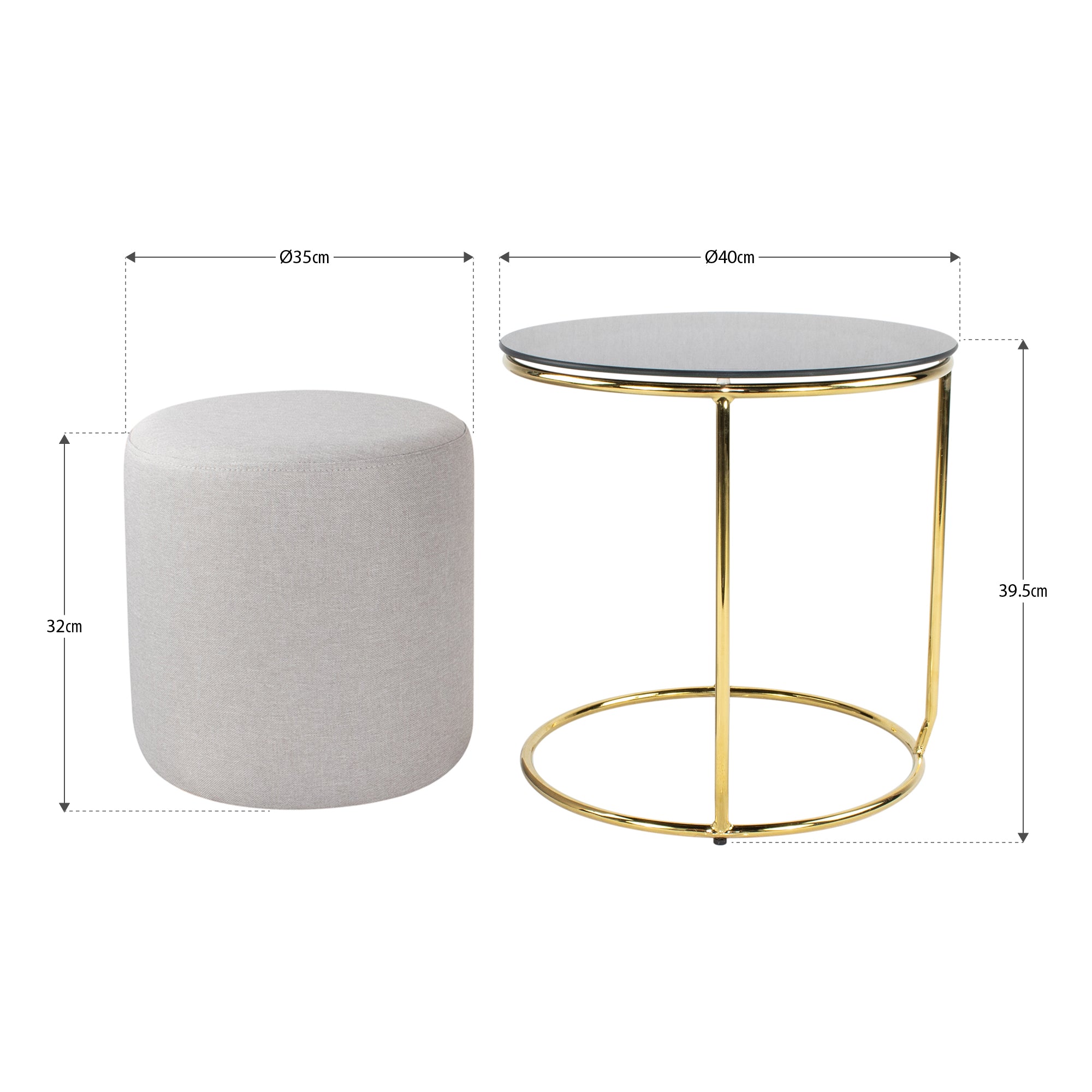 JASPER - Mesa de apoio com pufe embutido