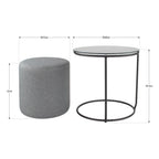 JASPER - Mesa de apoio com pufe embutido