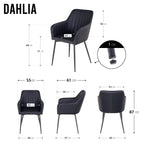 DAHLIA - Conjunto de cadeiras de Refeição em tecido PU ou Veludo