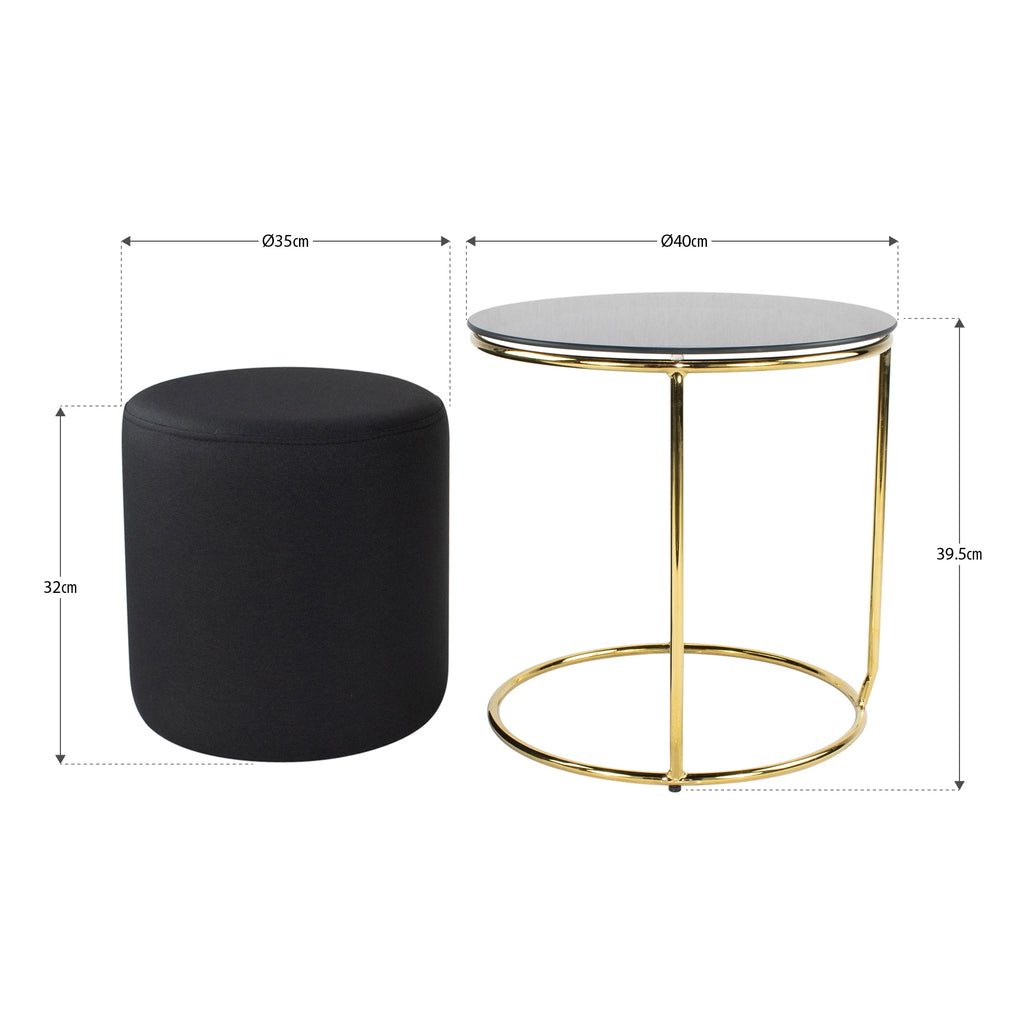 JASPER - Mesa de apoio com pufe embutido