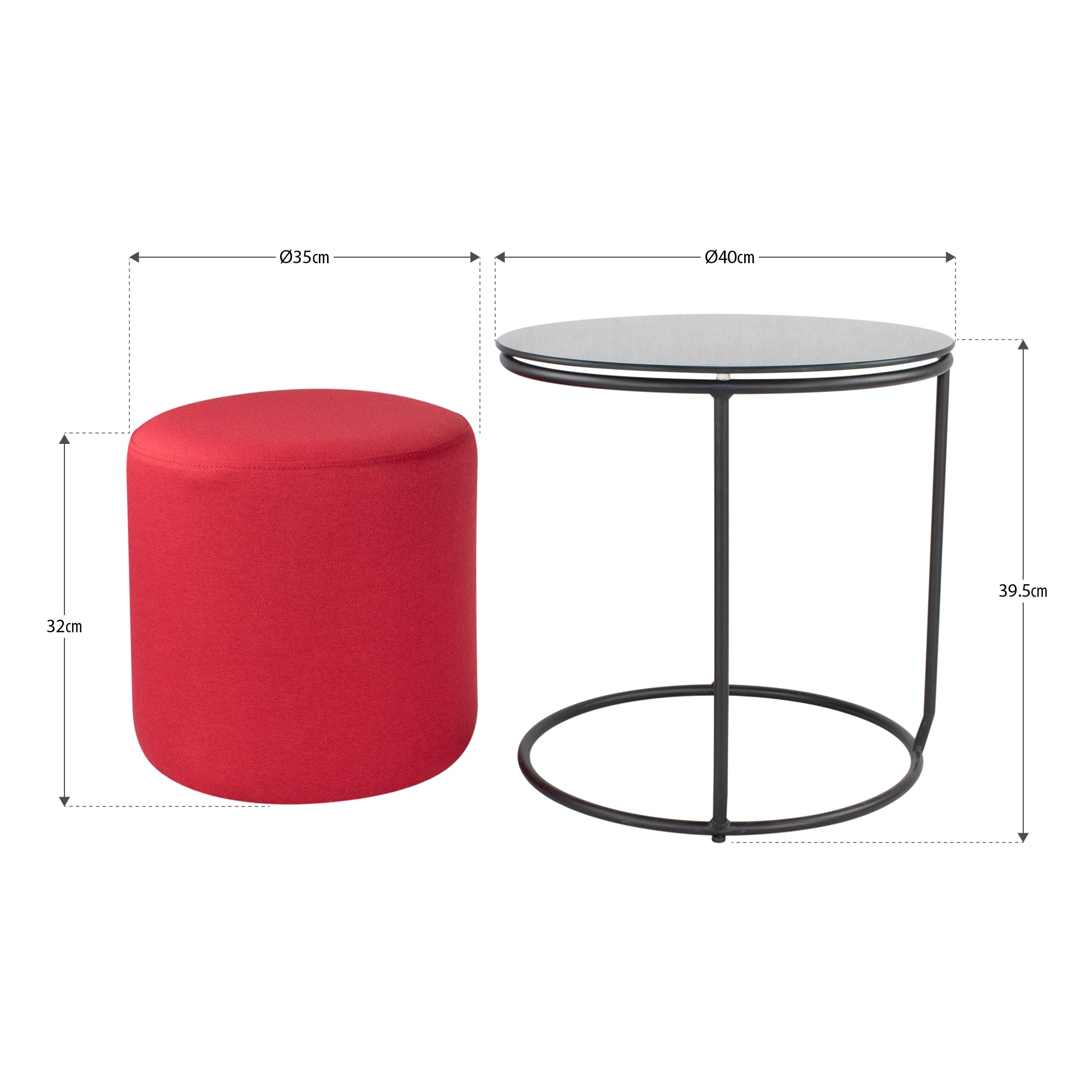 JASPER - Mesa de apoio com pufe embutido