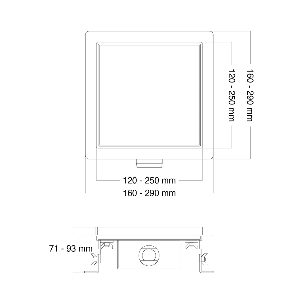Ralo de duche de drenagem quadrado em aço inoxidável ultra plano - 4 tamanhos Q1, prateado