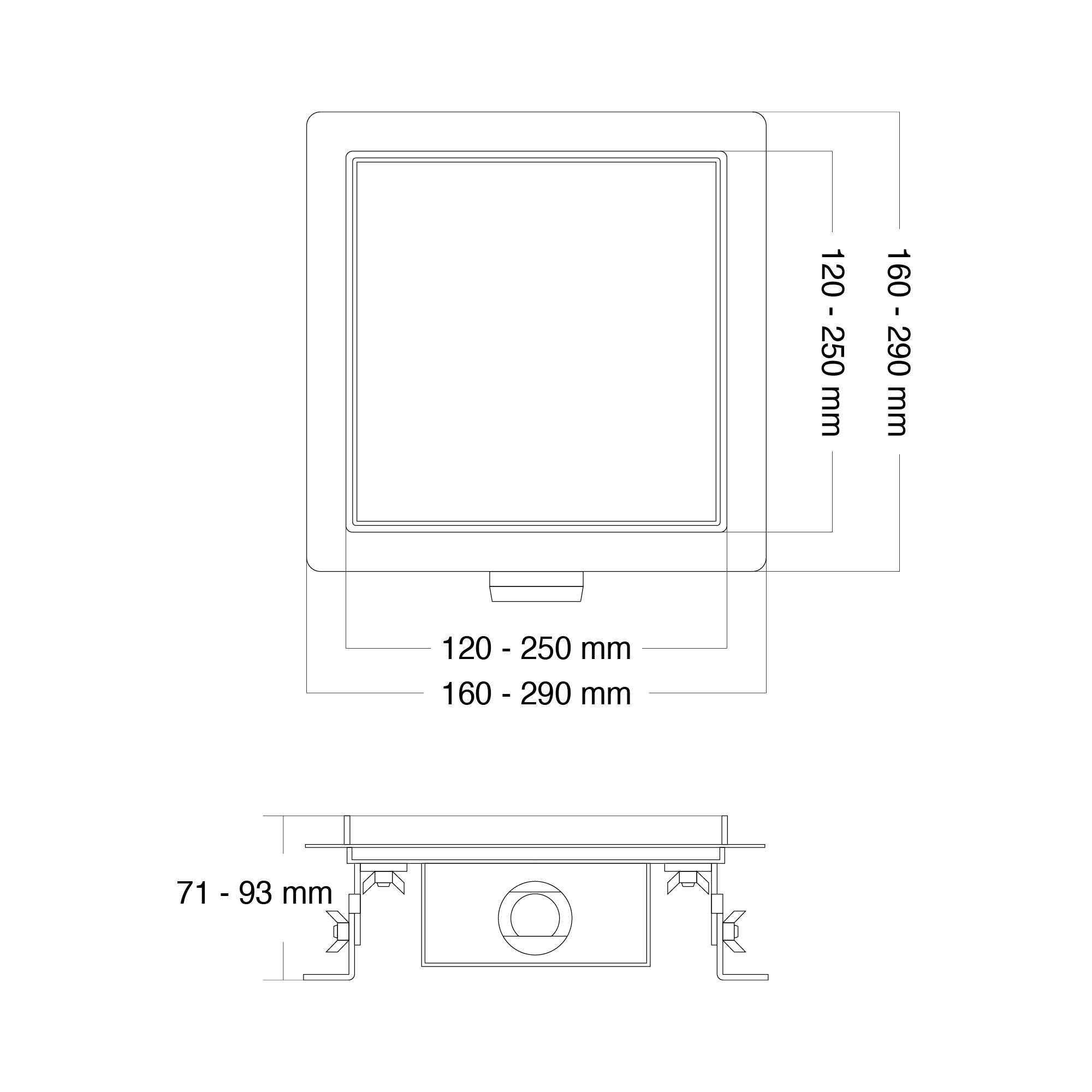 Ralo de duche quadrado em aço inoxidável ultra plano - 4 tamanhos Q5, prateado