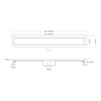 Ralo de duche retangular em aço inoxidável ultraplano Modelo R4 Prateado Drenagem do rebordo grego