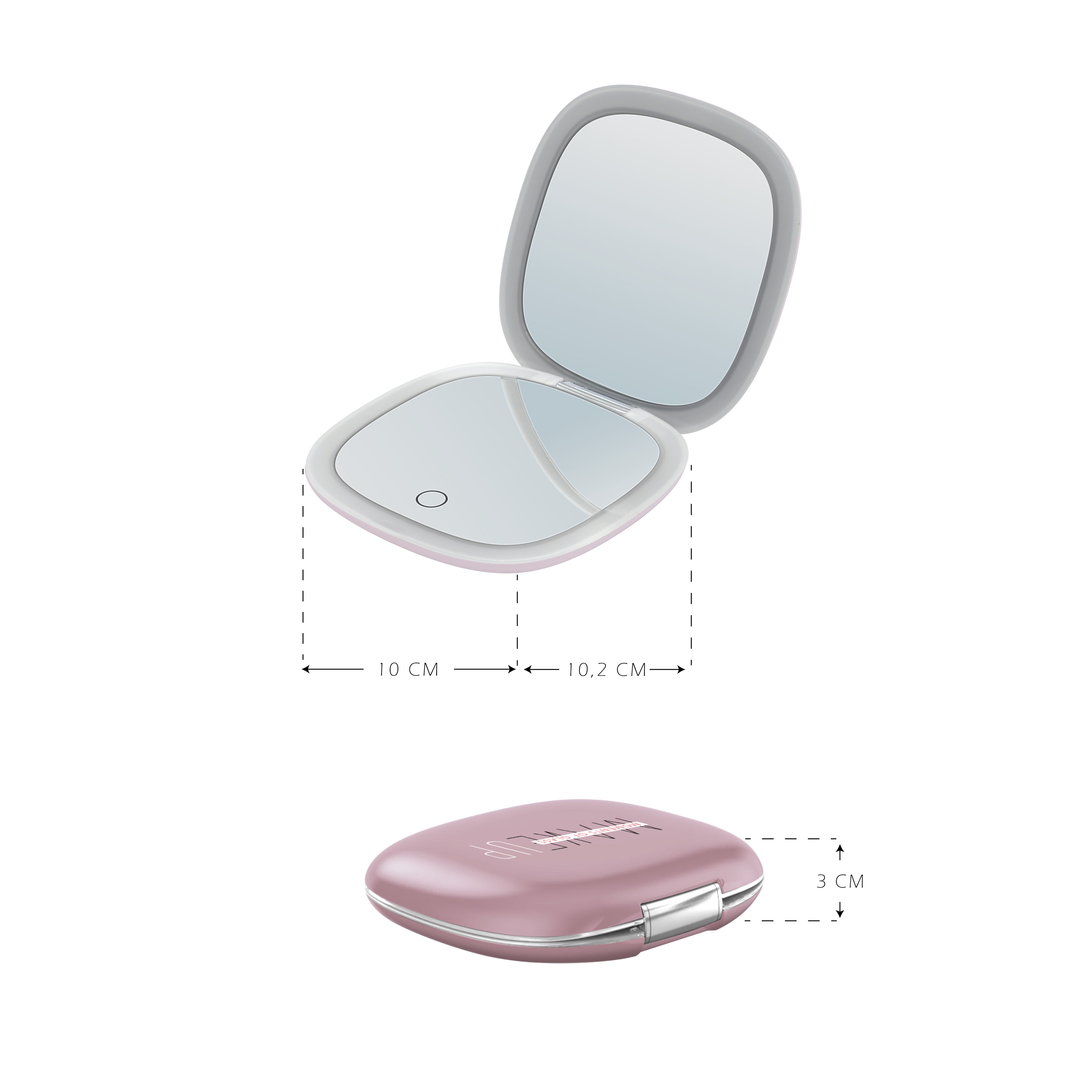 MAKEUP - Espelho de Bolso para Maquilhagem com Fita de Luz LED