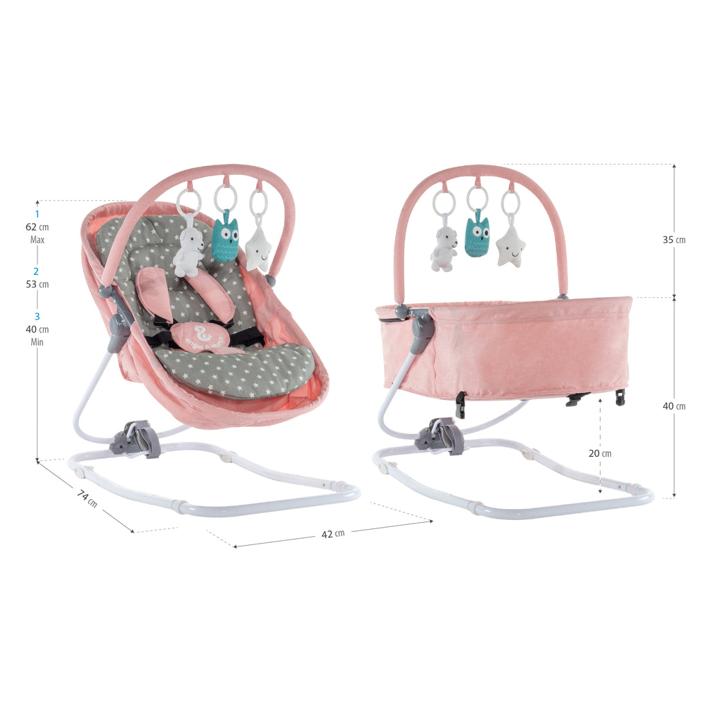 VIGO - Espreguiçadeira & Berço com Cobertura e Arco de Brincar Removivél