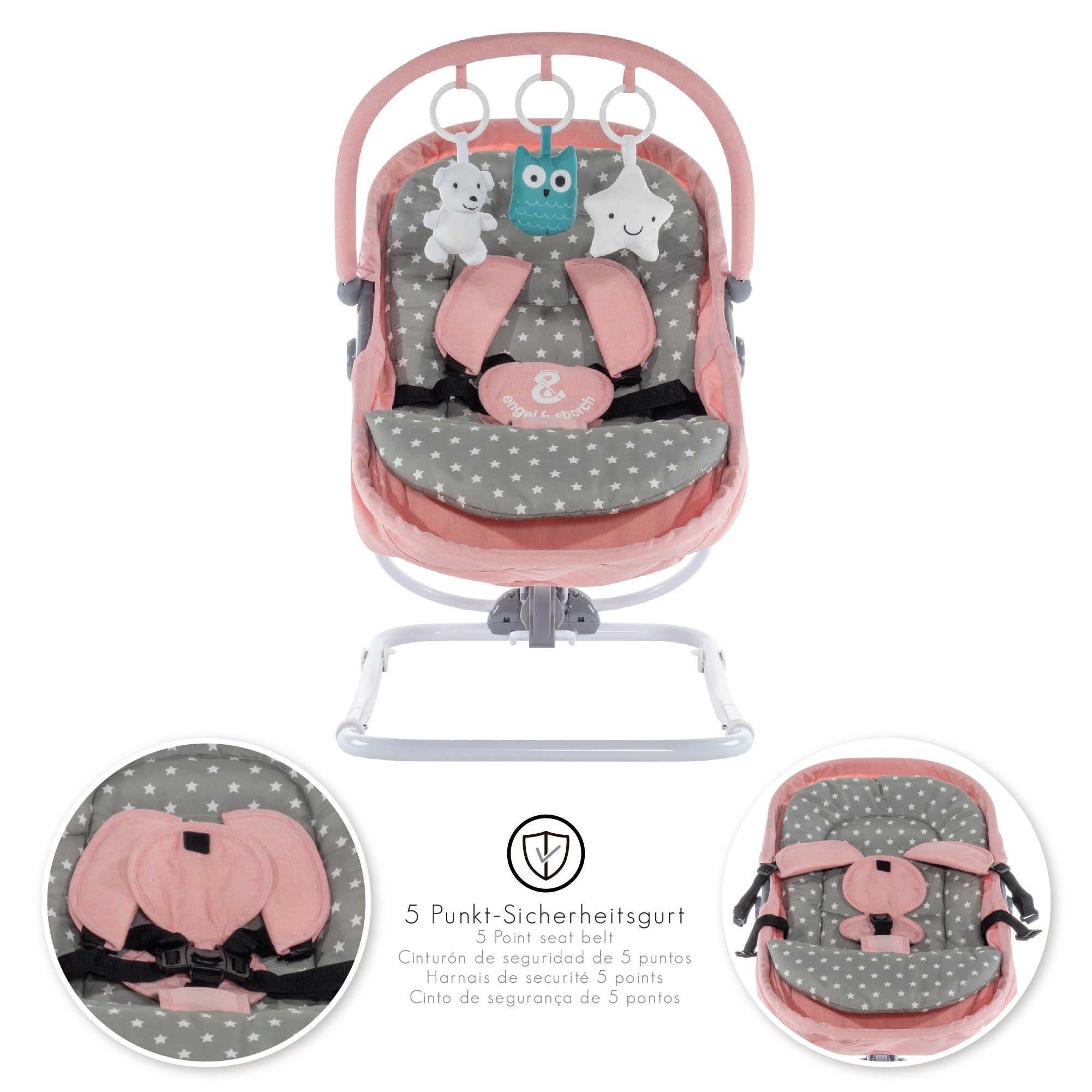 VIGO - Espreguiçadeira & Berço com Cobertura e Arco de Brincar Removivél