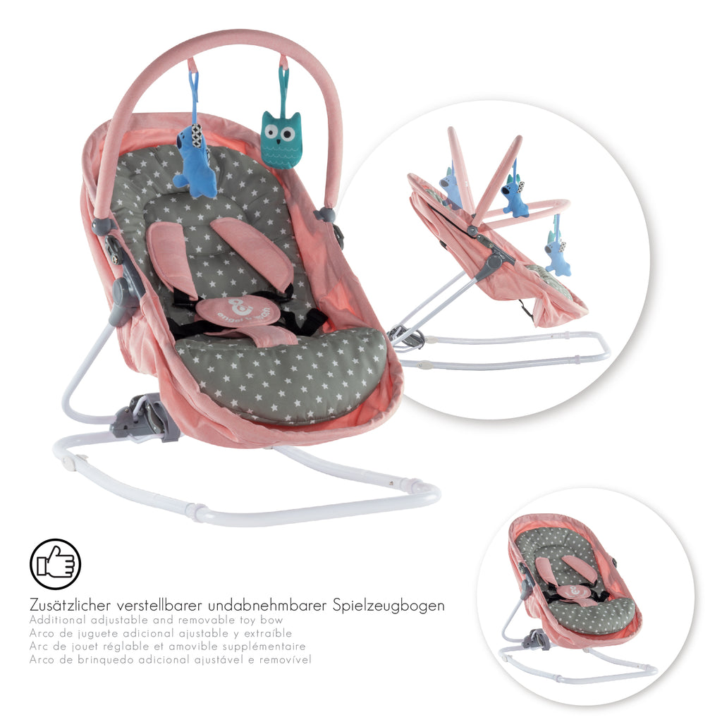 PAVO - Espreguiçadeira e Berço com Rede Mosquiteira, Cobertura e Arco Removível