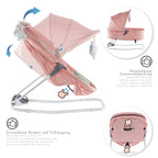 PAVO - Espreguiçadeira e Berço com Rede Mosquiteira, Cobertura e Arco Removível