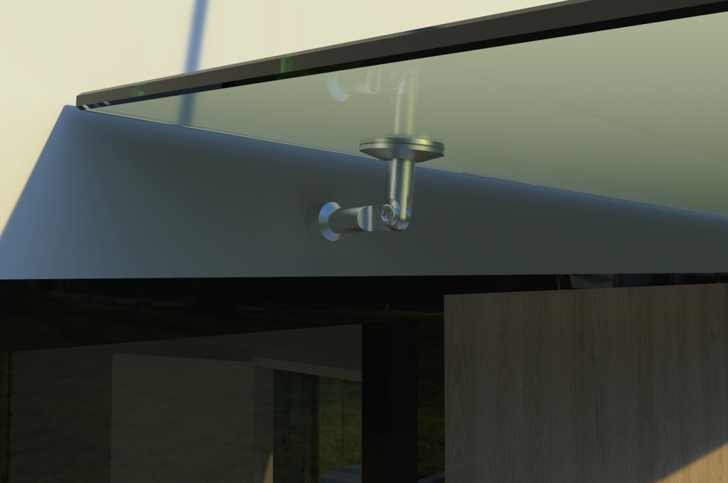 Tejadillo em Vidro Laminado de Segurança 13 mm com Suportes em Inox – Transparente, Escuro ou Satinado