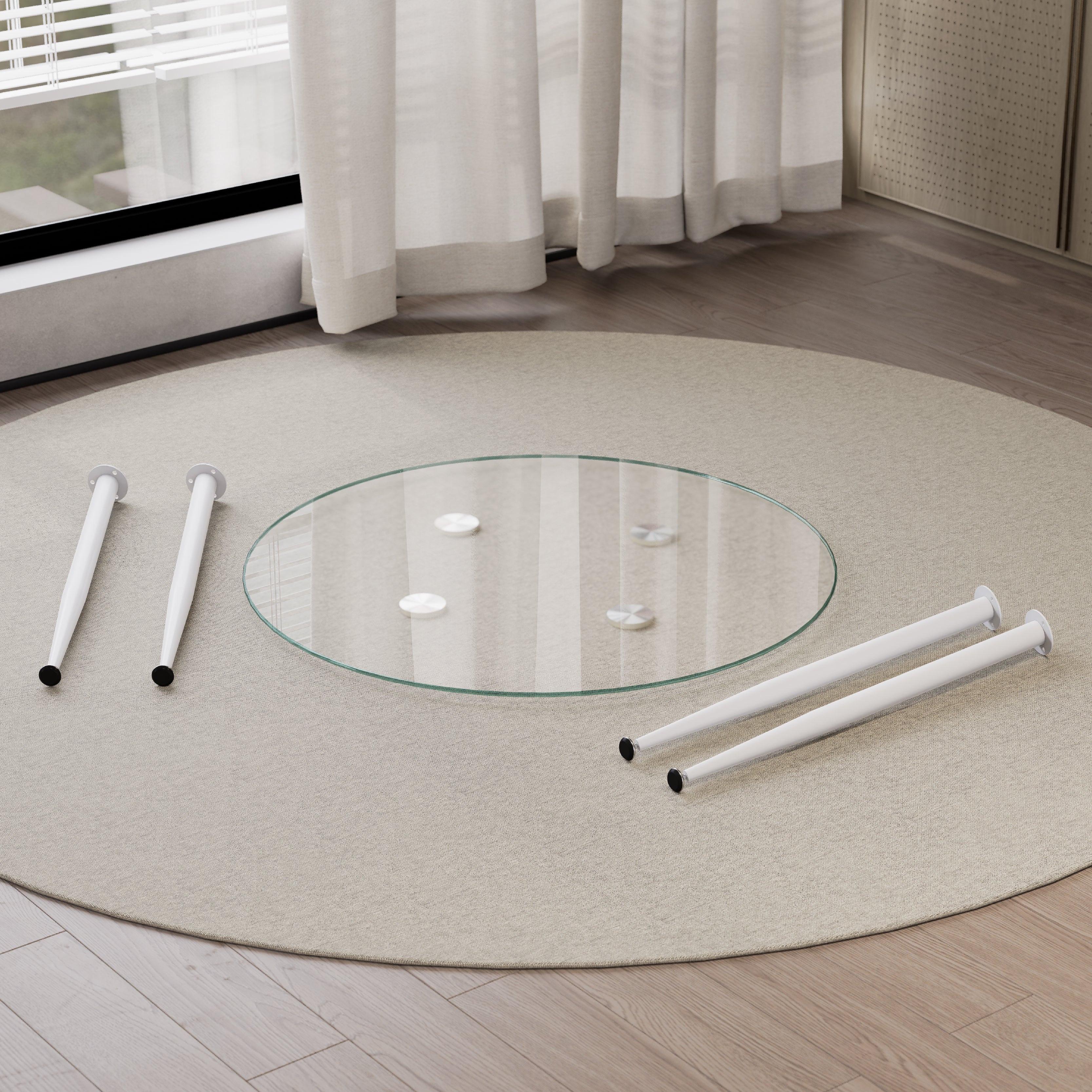 CORIN - Mesa de jantar com tampo de vidro