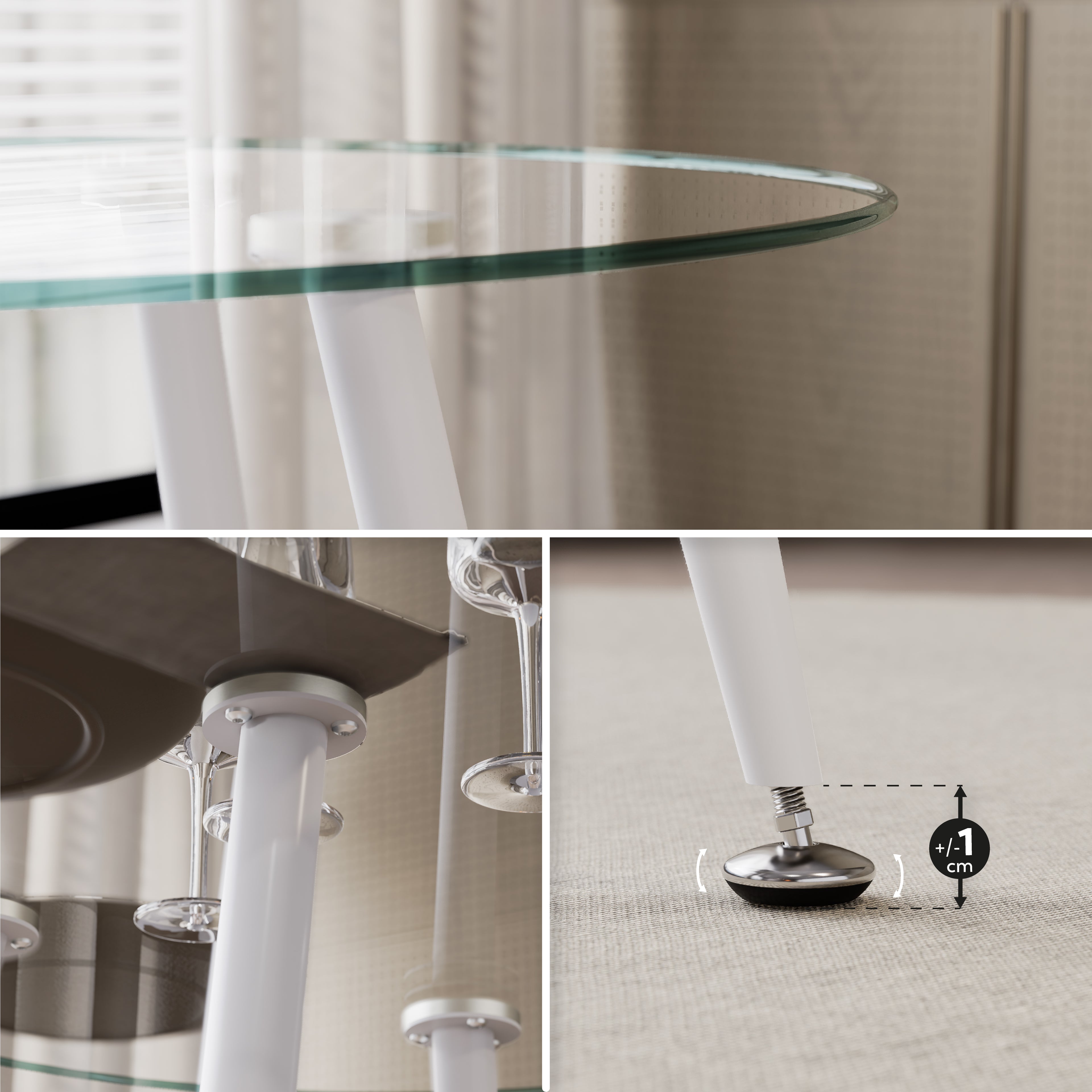 CORIN - Mesa de jantar com tampo de vidro