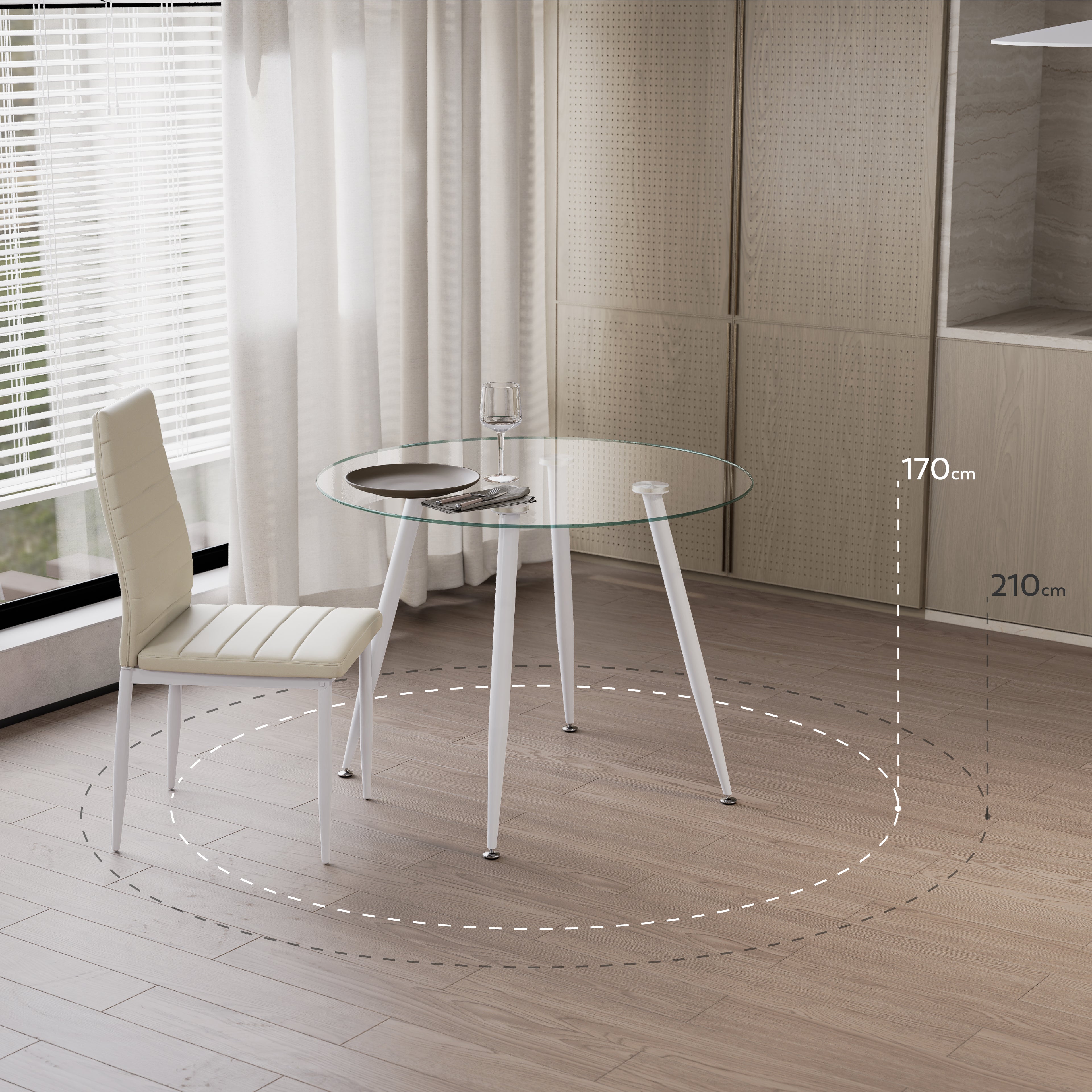 CORIN - Mesa de jantar com tampo de vidro