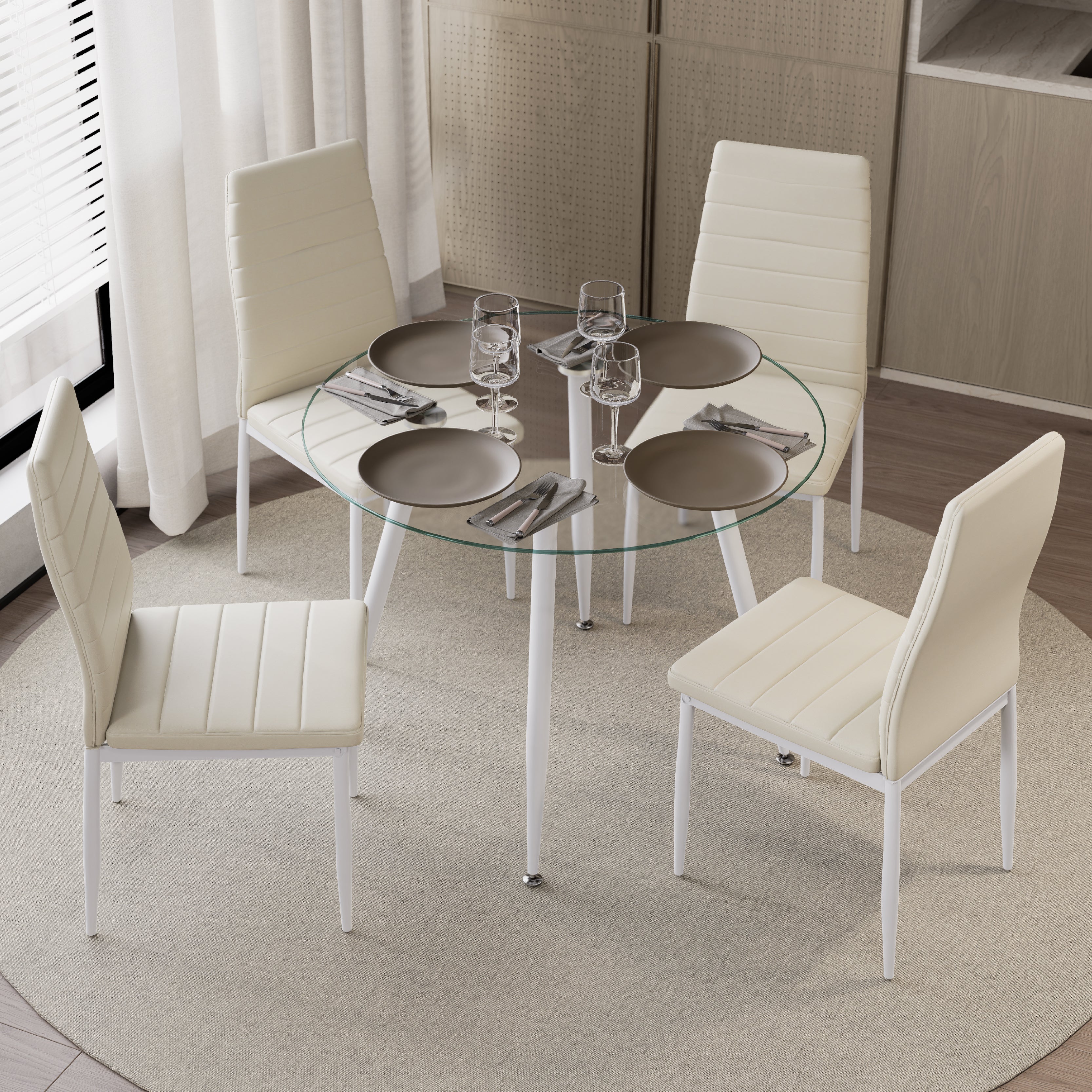 CORIN - Mesa de jantar com tampo de vidro