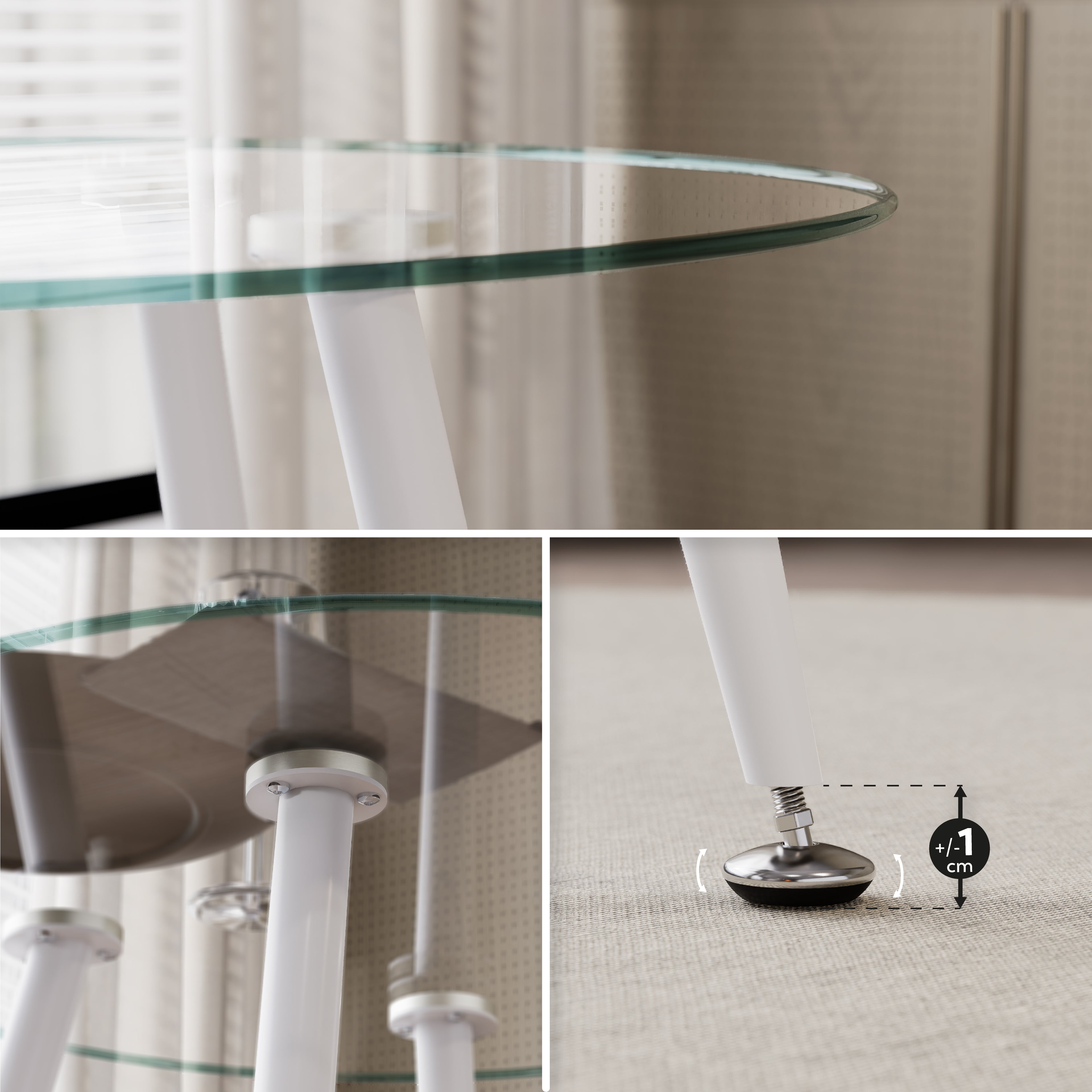 CORIN - Mesa de jantar com tampo de vidro