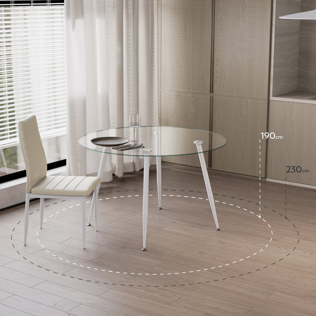 CORIN - Mesa de jantar com tampo de vidro