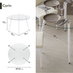 CORIN - Mesa de jantar com tampo de vidro