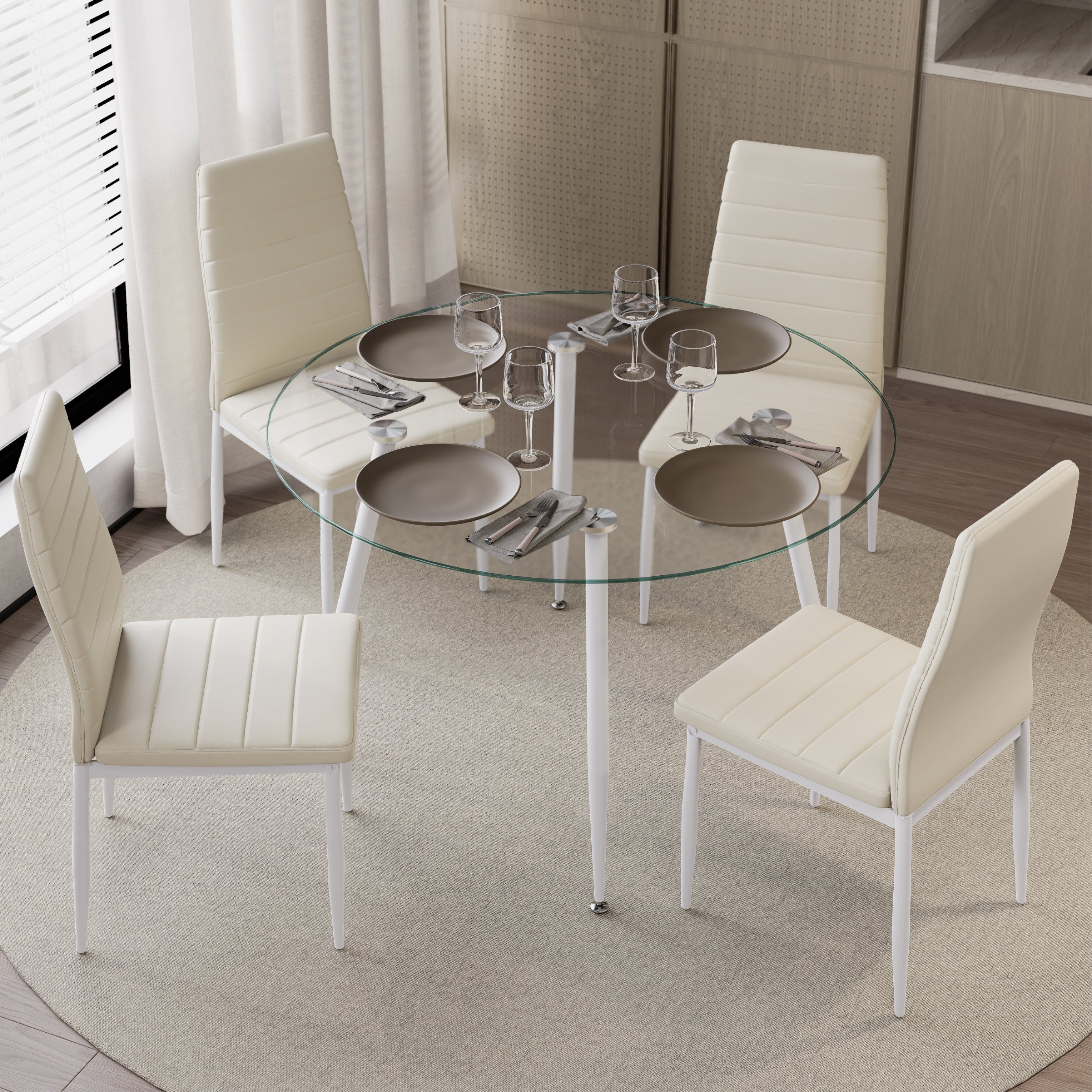 CORIN - Mesa de jantar com tampo de vidro