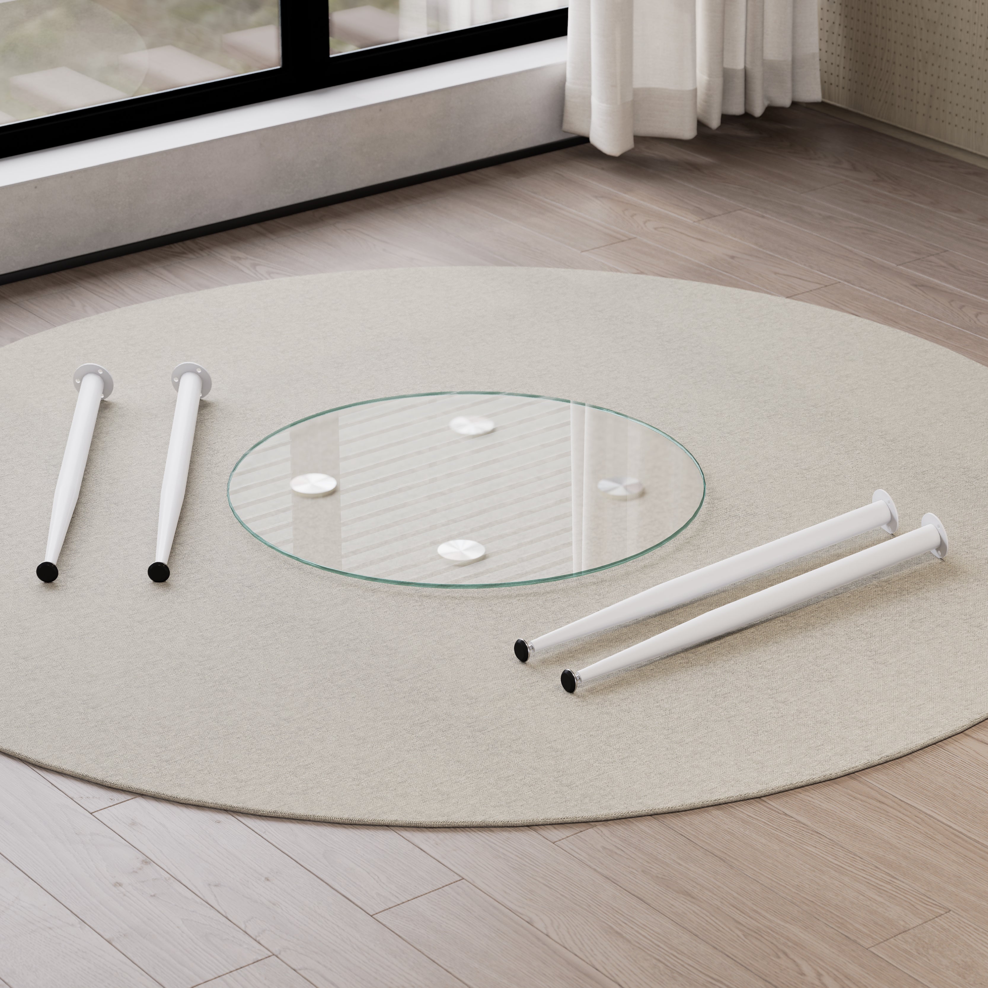 CORIN - Mesa de jantar com tampo de vidro